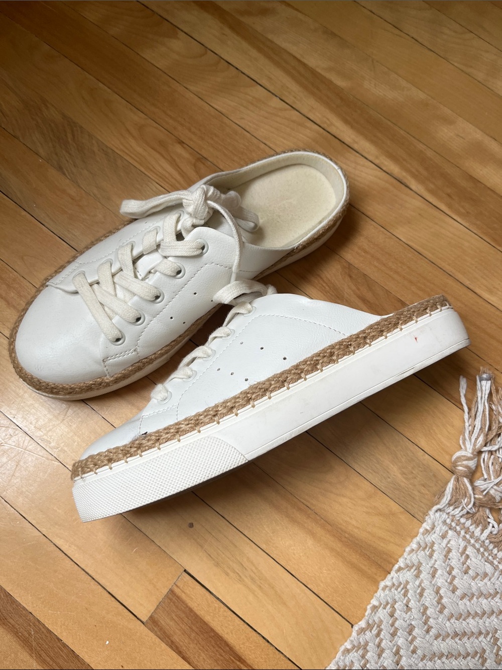 Women's White Espadrille Lace-Up Slip-On Sneakers